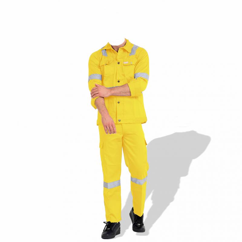 cp twill cotton coverall with reflective tape yellow front